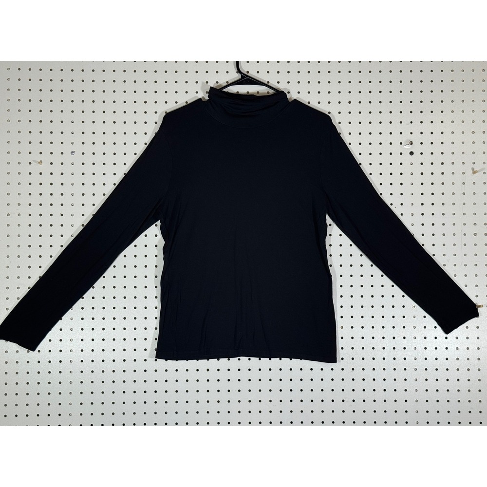 Calvin Klein Womens Black Mock Neck Long Sleeve Rayon Stretch Top Size M